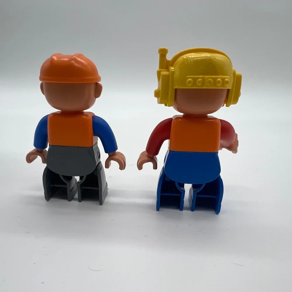 LEGO Duplo Construction Worker Figures Set 2 Minifigures Hard Hat Ear Protection